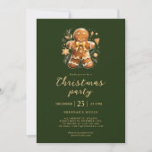 Invitation Fête de Noël Vert Gingbread Fêtes (Devant)