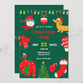 Invitation Fête de Noël vert icône hiver Noël (Devant / Derrière)