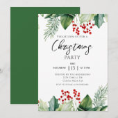 Invitation Fête de Noël Vert Rouge (Devant / Derrière)