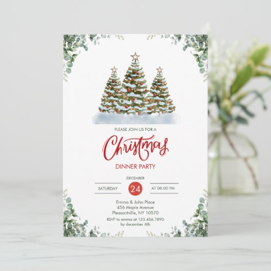 Invitation Fête de Noël Vert Vert (Debout devant)