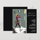 Invitation Fête de Noël Verte Élégante et Cosmopolite (Devant / Derrière)