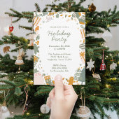 Invitation Fête de Noël Verte et Dorée