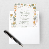 Invitation Fête de Noël Verte et Dorée