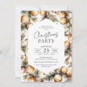 Invitation Fête de Noël Verte et Dorée à l'Aquarelle (Devant)