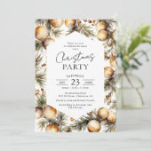 Invitation Fête de Noël Verte et Dorée à l'Aquarelle (Debout devant)