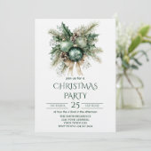 Invitation Fête de Noël verte et or (Debout devant)