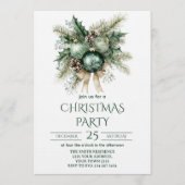 Invitation Fête de Noël verte et or (Devant)