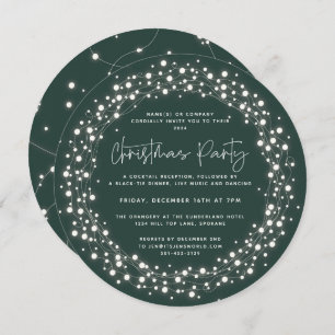 Invitation Fête de Noël verte ronde