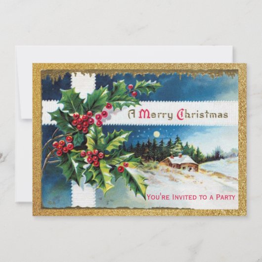 Invitation Fête de Noël Vintage (Devant)