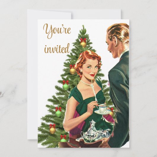Invitation Fête de Noël vintage (Devant)