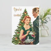 Invitation Fête de Noël vintage (Debout devant)