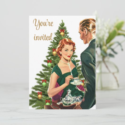 Invitation Fête de Noël vintage (Debout devant)