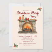 Invitation Fête de Noël Vintage au foyer (Devant)