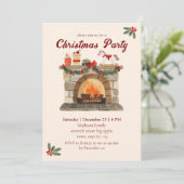 Invitation Fête de Noël Vintage au foyer (Debout devant)