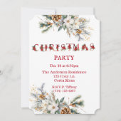 Invitation Fête de Noël vintage, blanche et rouge (Devant)