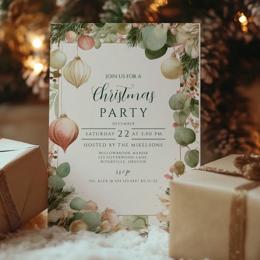 Invitation Fête de Noël vintage de l'ornement