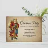 Invitation Fête de Noël vintage du Père Noël (Debout devant)