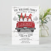 Invitation Fête de Noël vintage Red Truck Gnome (Debout devant)