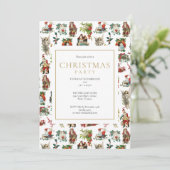 Invitation Fête de Noël Vintage Rétro (Debout devant)