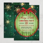 Invitation Fête de Noël vintage rouge et vert (Devant / Derrière)