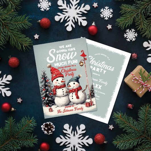 Invitation Fête de Noël Vintage Snowman