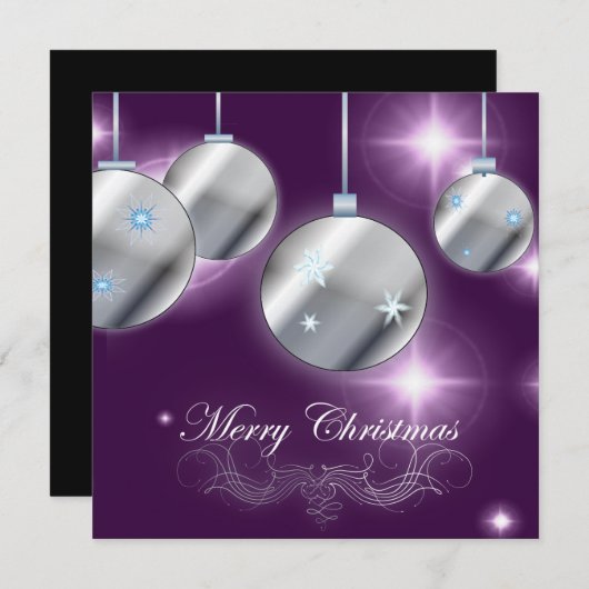Invitation Fête de Noël violet (Devant / Derrière)