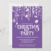 Invitation Fête de Noël violet à chaîne blanche (Devant)