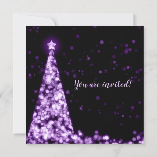 Invitation Fête de Noël violet et noir (Dos)