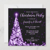 Invitation Fête de Noël violet et noir (Devant)
