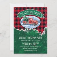 Fête de Noël virtuelle Camion Vintage Rouge Plat