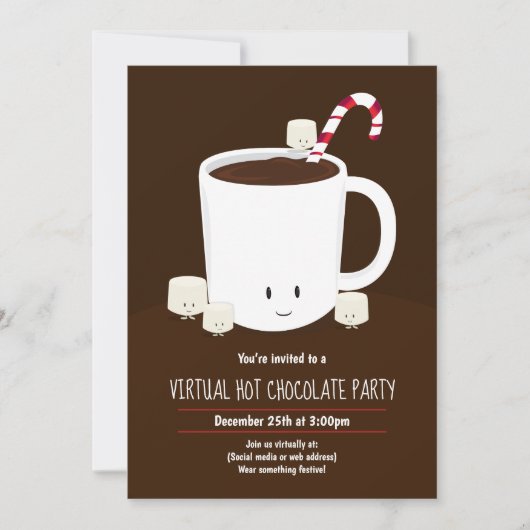 Invitation Fête de Noël virtuelle Chocolat chaud Brown (Devant)