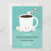 Invitation Fête de Noël virtuelle Chocolat chaud Turquoise (Devant)