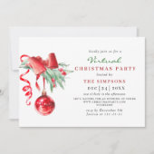 Invitation Fête de Noël VIRTUELLE de l'ornement d'aquarelle (Devant)