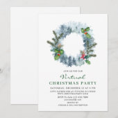 Invitation Fête de Noël VIRTUELLE de Wreath Landcape (Devant / Derrière)
