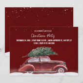Invitation Fête de Noël Voiture Vintage (Devant / Derrière)