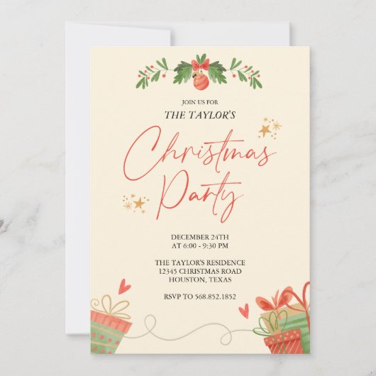 Invitation Fête de Noël Watercolor (Devant)