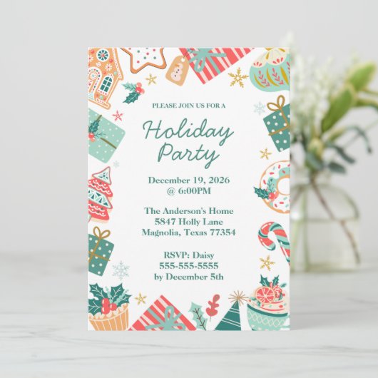 Invitation Fête de Noël Whimsical (Debout devant)