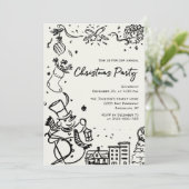 Invitation Fête de Noël Whimsical Dessin À La Main (Debout devant)