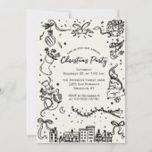 Invitation Fête de Noël Whimsical Dessin À La Main (Devant)