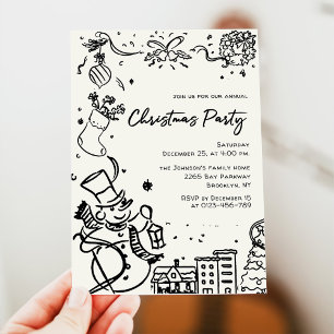 Invitation Fête de Noël Whimsical Dessin À La Main