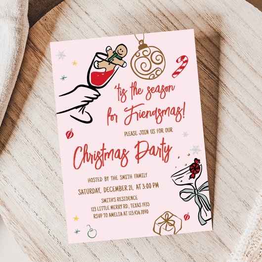 Invitation Fête de Noël Whimsical dessinée à la main