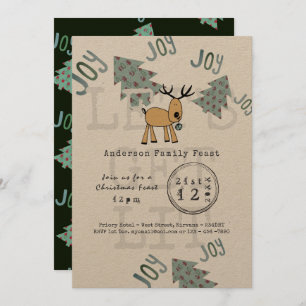 Invitation Fête de Noël Whimsical Lets Get LIT Rustique