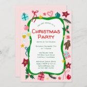 Invitation Fête de Noël Whimsical Quirky PERSONNALISÉ (Devant / Derrière)