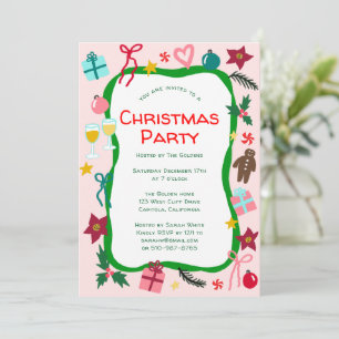 Invitation Fête de Noël Whimsical Quirky PERSONNALISÉ