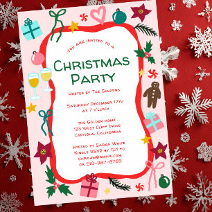 Invitation Fête de Noël Whimsical Quirky PERSONNALISÉ