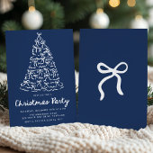 Invitation Fête de Noël Whimsical Tree Bows Marine Noël