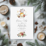 Invitation Fête de Noël Winter Wonderland<br><div class="desc">Cette belle invitation de Noël présente un design d'aquarelle charmant avec du pin à feuillage persistant et de l'épinette, mis en valeur par des baies sèches et rouges, parfait pour une fête d'hiver. Le design élégant et rustique reflète l'atmosphère cosy d'un Noël boisé, idéal pour des rassemblements festifs. Entièrement personnalisable,...</div>