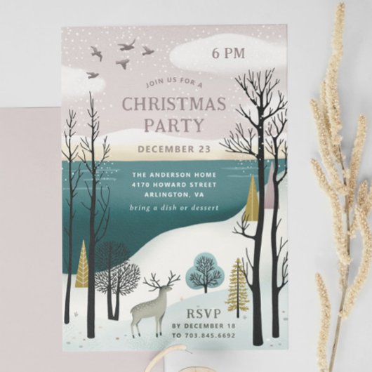 Invitation Fête de Noël Woodland d'hiver | Forêt nordique
