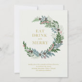 Invitation Fête de Noël Wreath (Devant)