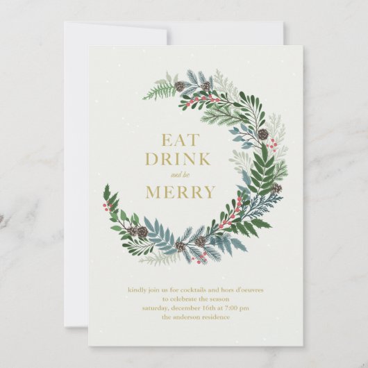 Invitation Fête de Noël Wreath (Devant)